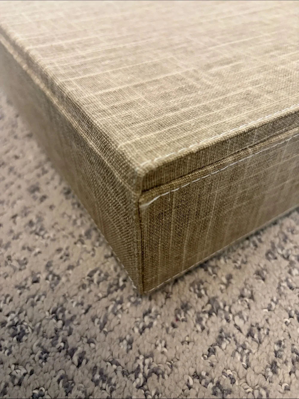 Beige Jewelry Organizer Box with Ring Rolls and Compartments